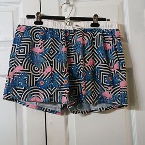 Flamingo  mens swim trunks shorts with pockets  Sz L NWOT